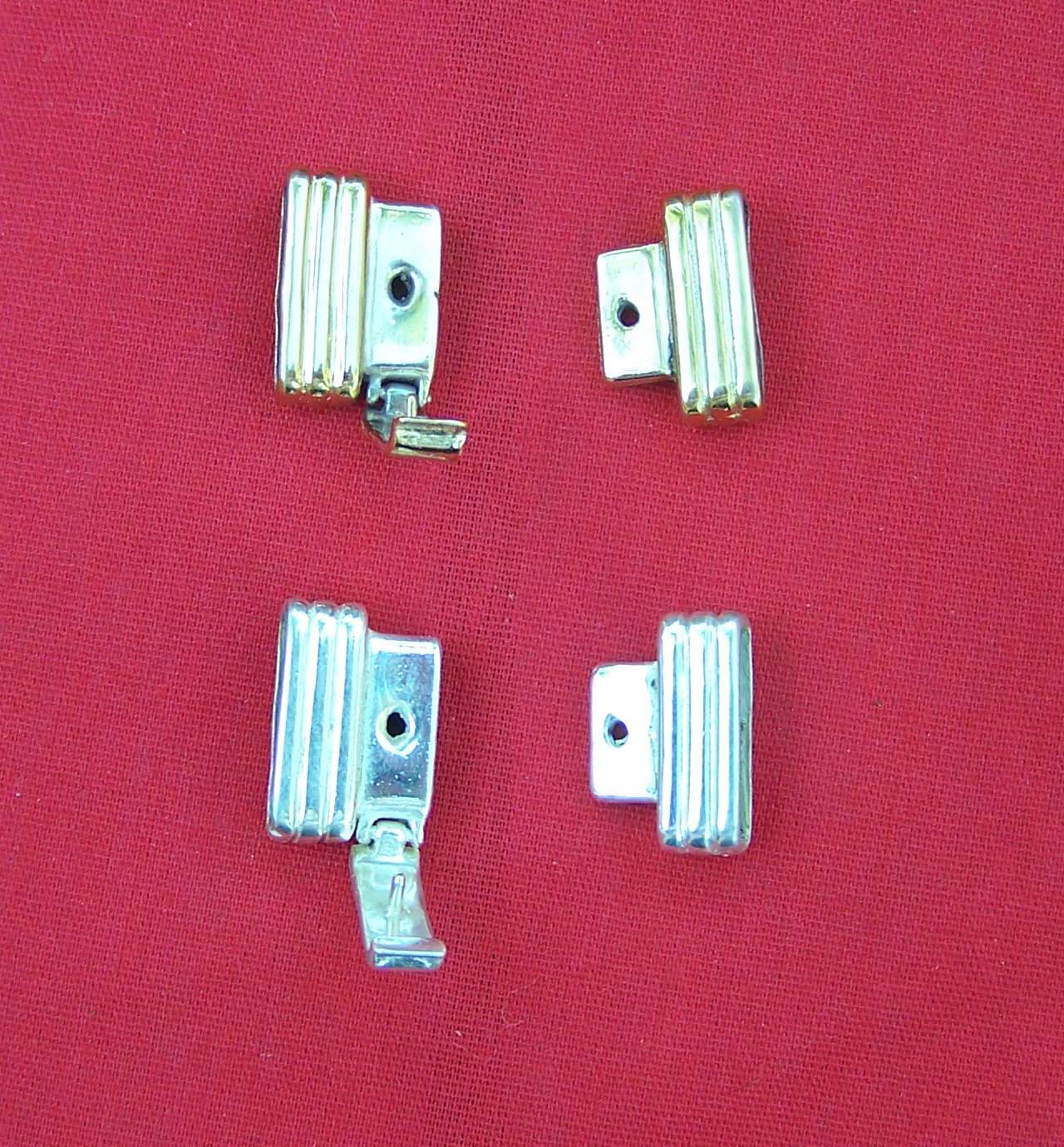 The sterling silver and brass clasps shown side by side for a color comparison. - JJ85 (sterling silver)