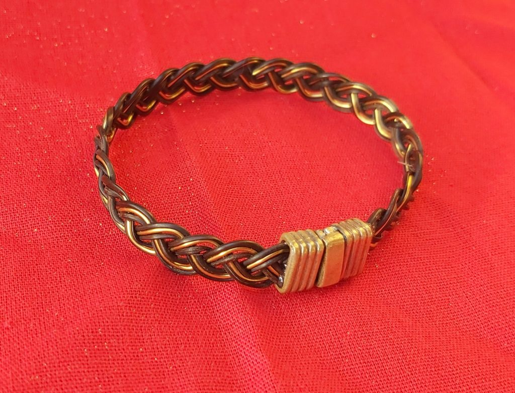 JEBB1 Gold braided real elephant hair bracelet