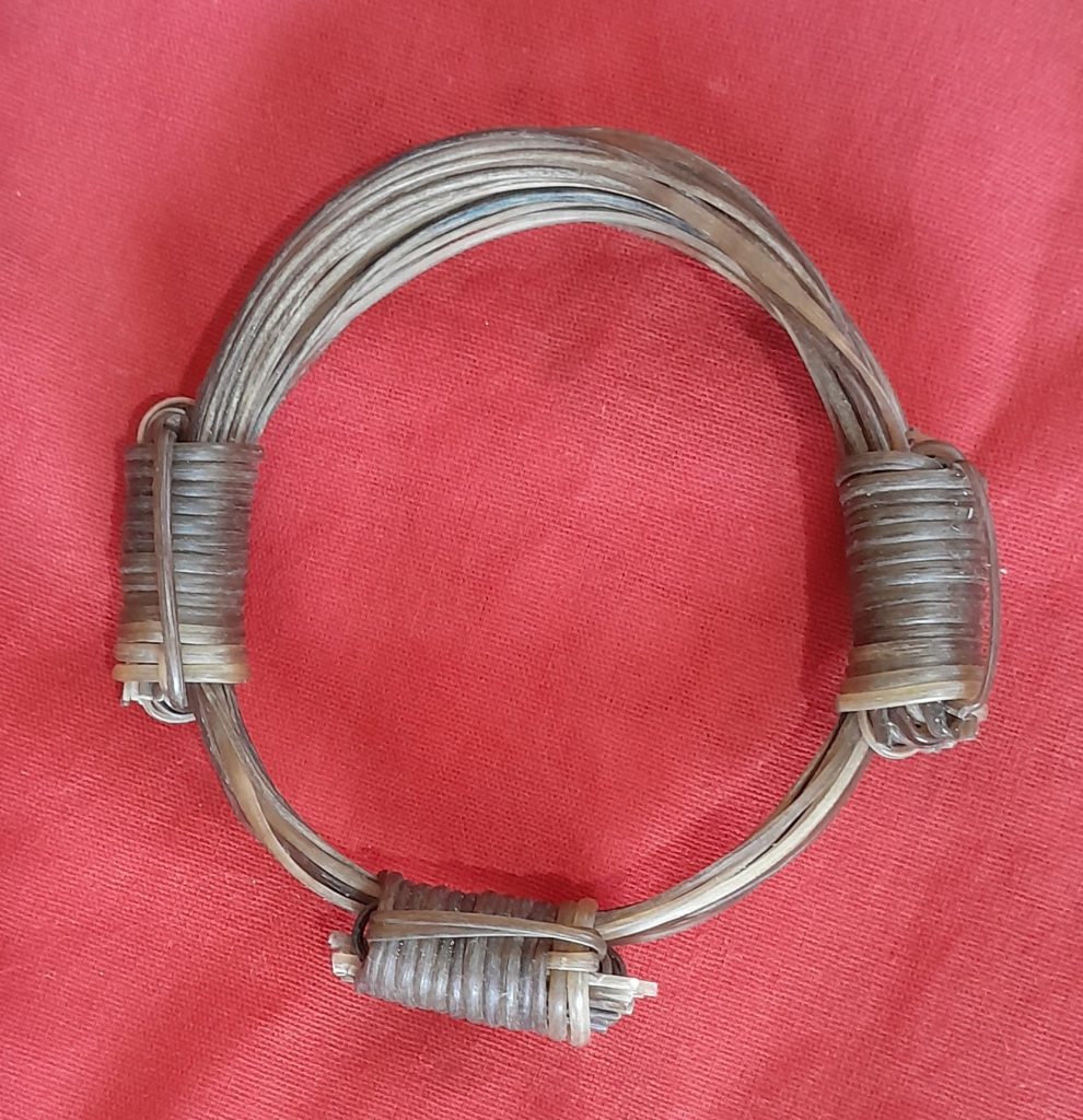 JEB17 White & Light brown elephant hair bracelet 3.5" max diam