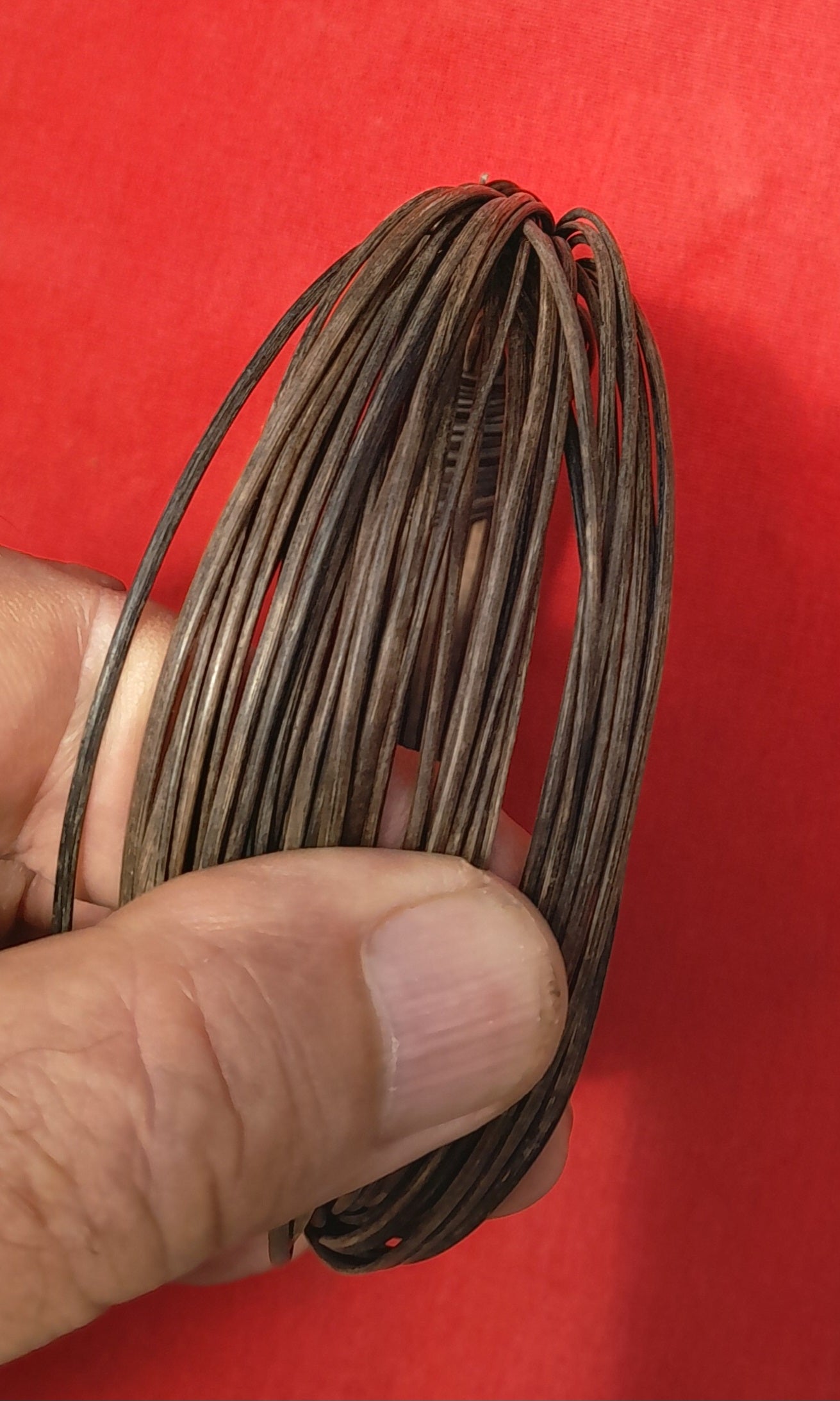 JET4 Thickest light brown elephant hair bracelet with black knots - Image 2