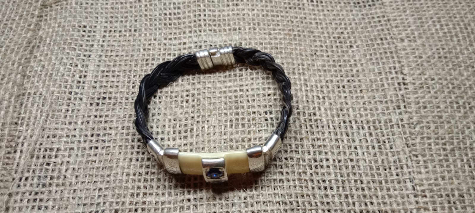 FC11 Hand crafted bone, elephant hair and Tanzanite bracelet. - Image 2