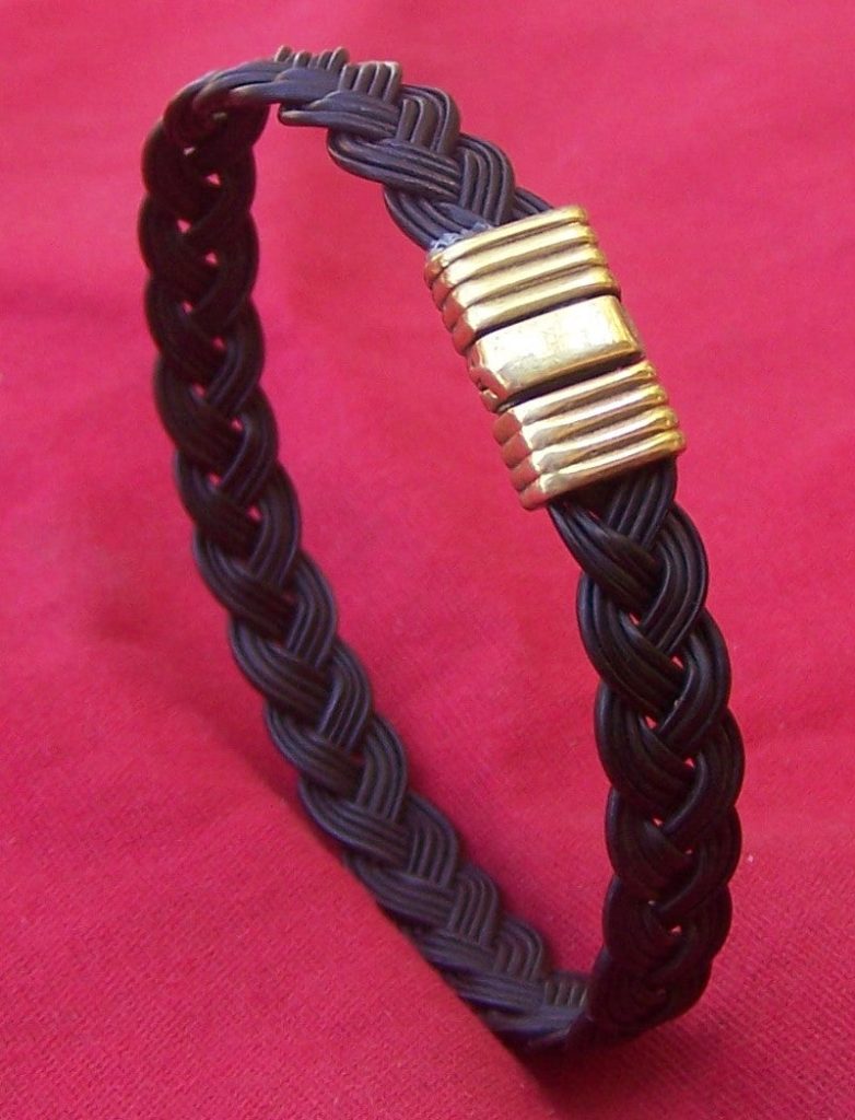 Woven ebony elephant hair bracelet with a brass clasp for ladies. - JEPS