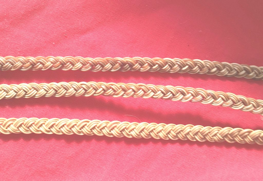 WPB Plain elephant white hair braids, various widths, no clasp