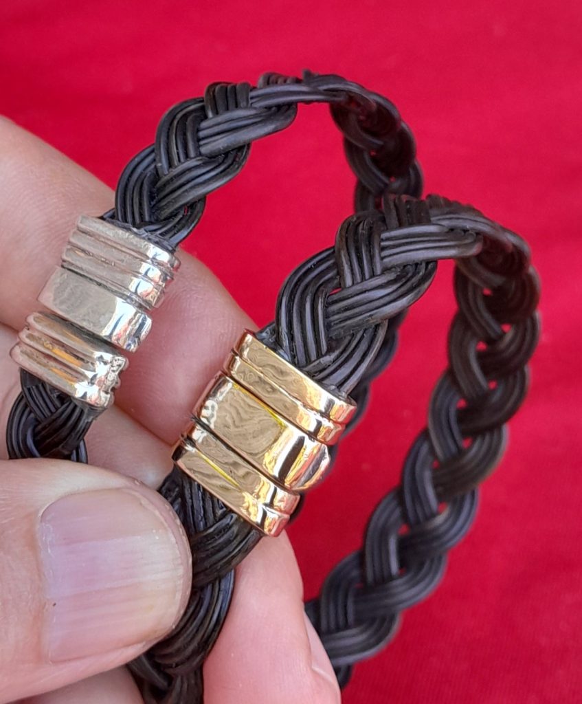 ME5 Braided elephant hair bracelet with gold or sterling silver clasp